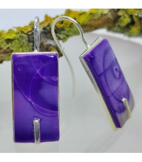 Mokume hooked purple earrings