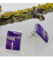 Mokume stud purple earrings