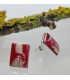 Mokume stud red earrings
