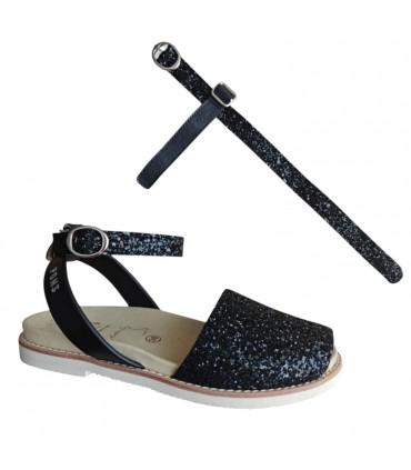Ankle strap - black glitter