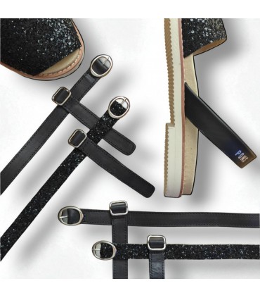 Ankle strap - black glitter